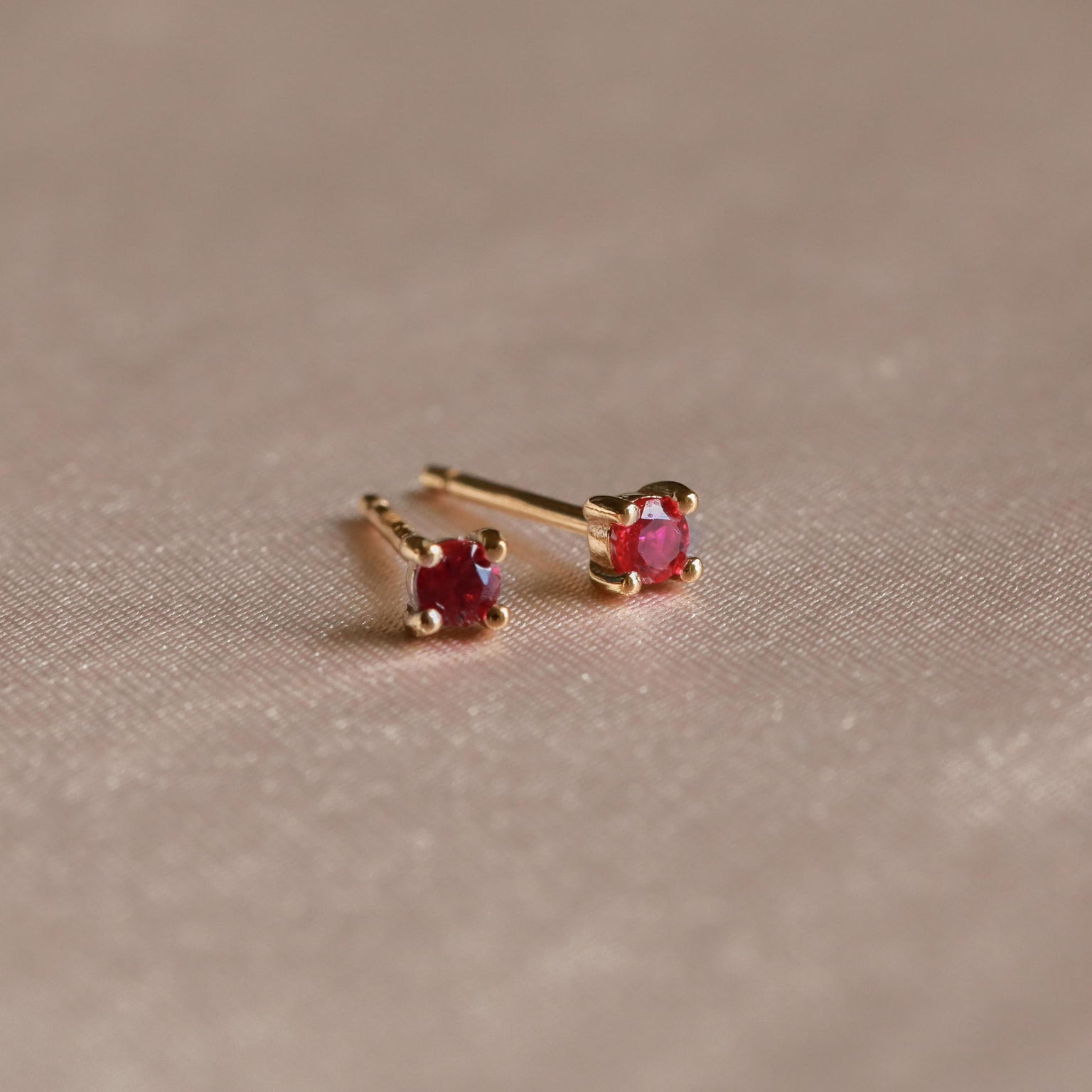 July Birthstone Stud Earrings in Gold with Ruby CZ