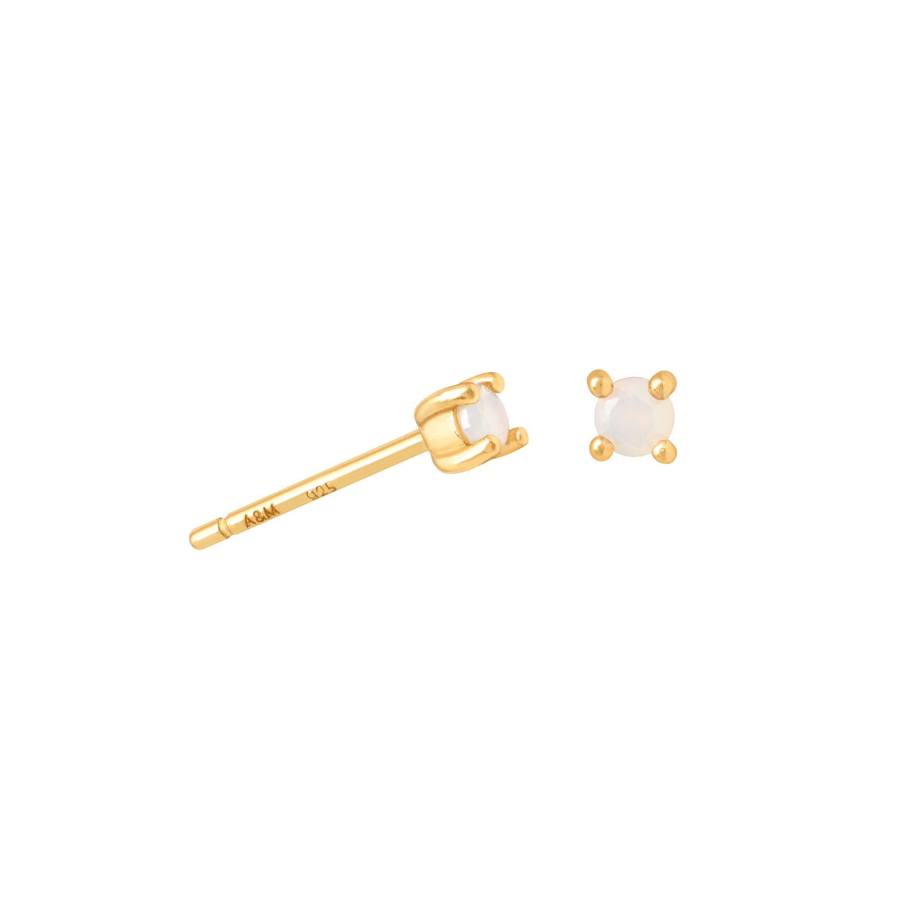 June Birthstone Stud Earrings in Gold with Moonstone CZ