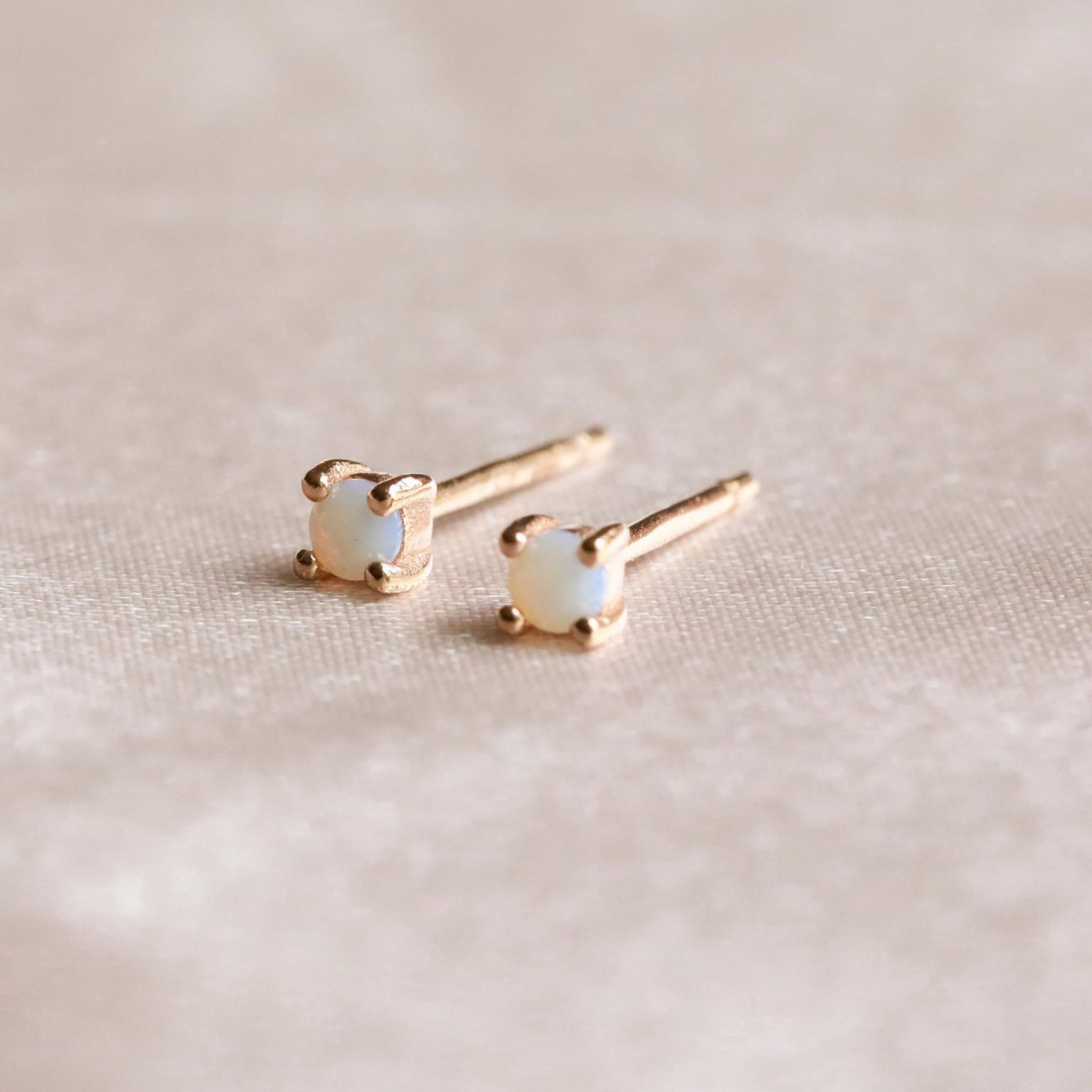 June Birthstone Stud Earrings in Gold with Moonstone CZ