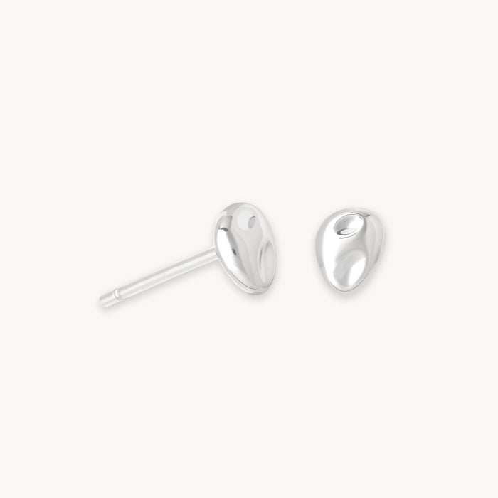 Molten Large Stud Earrings in Silver