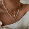 Serenity Pearl Beaded T-Bar Necklace in Gold worn by Lea Nguyen