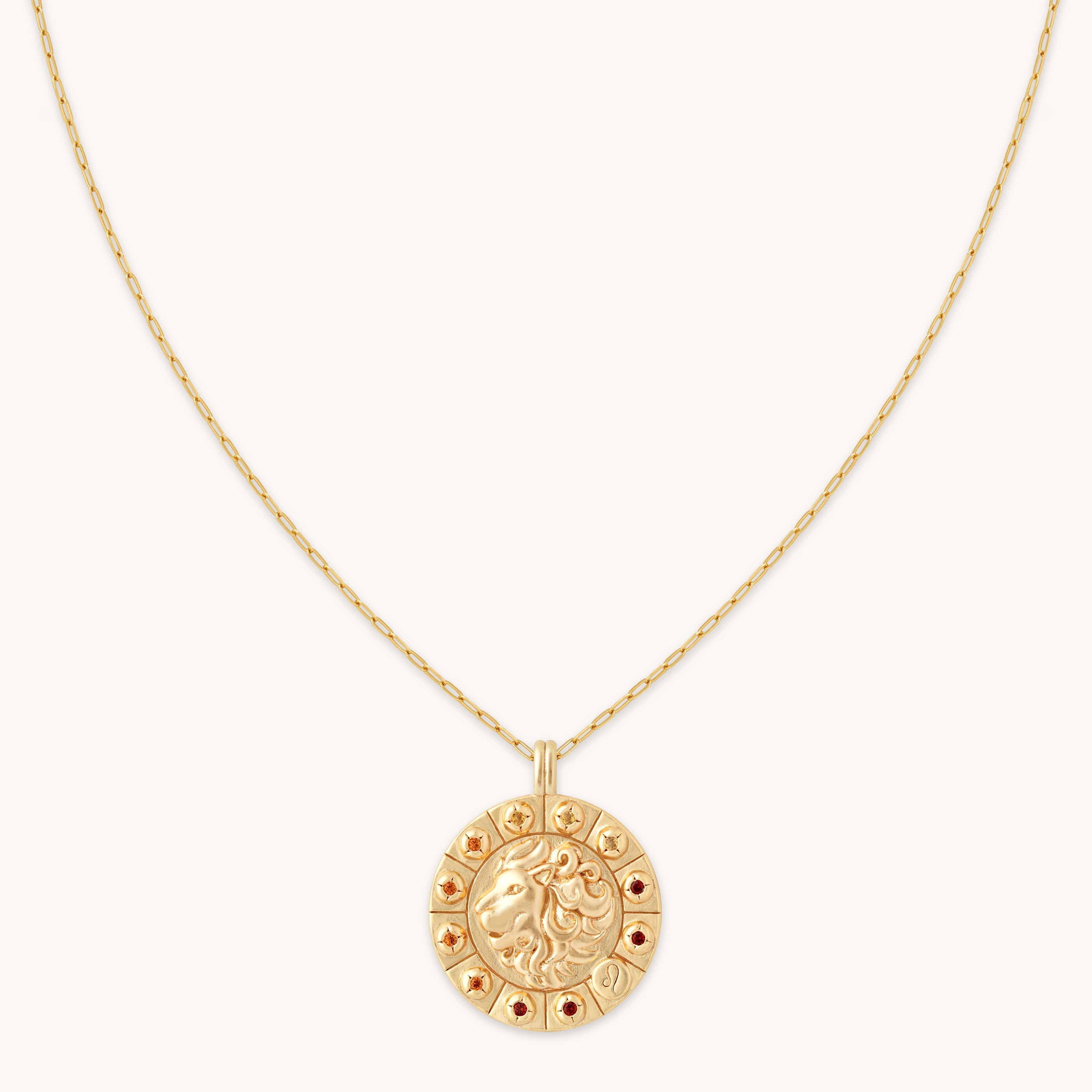 Leo Bold Zodiac Pendant Necklace in Gold