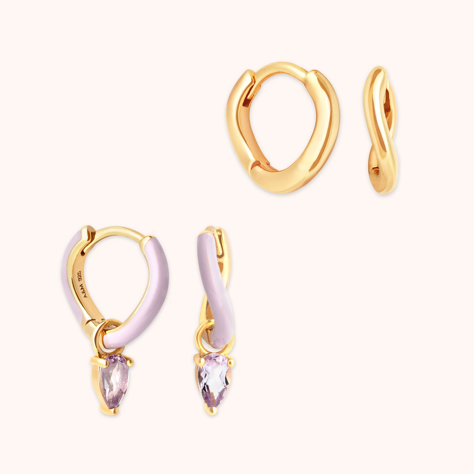Amethyst Wave Stacking Set in Gold