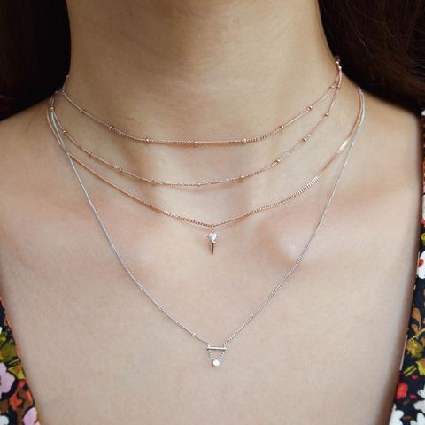 Diamond Bar Necklace in Silver