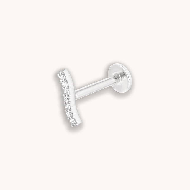 Topaz Wave Piercing Stud 6mm in Solid White Gold