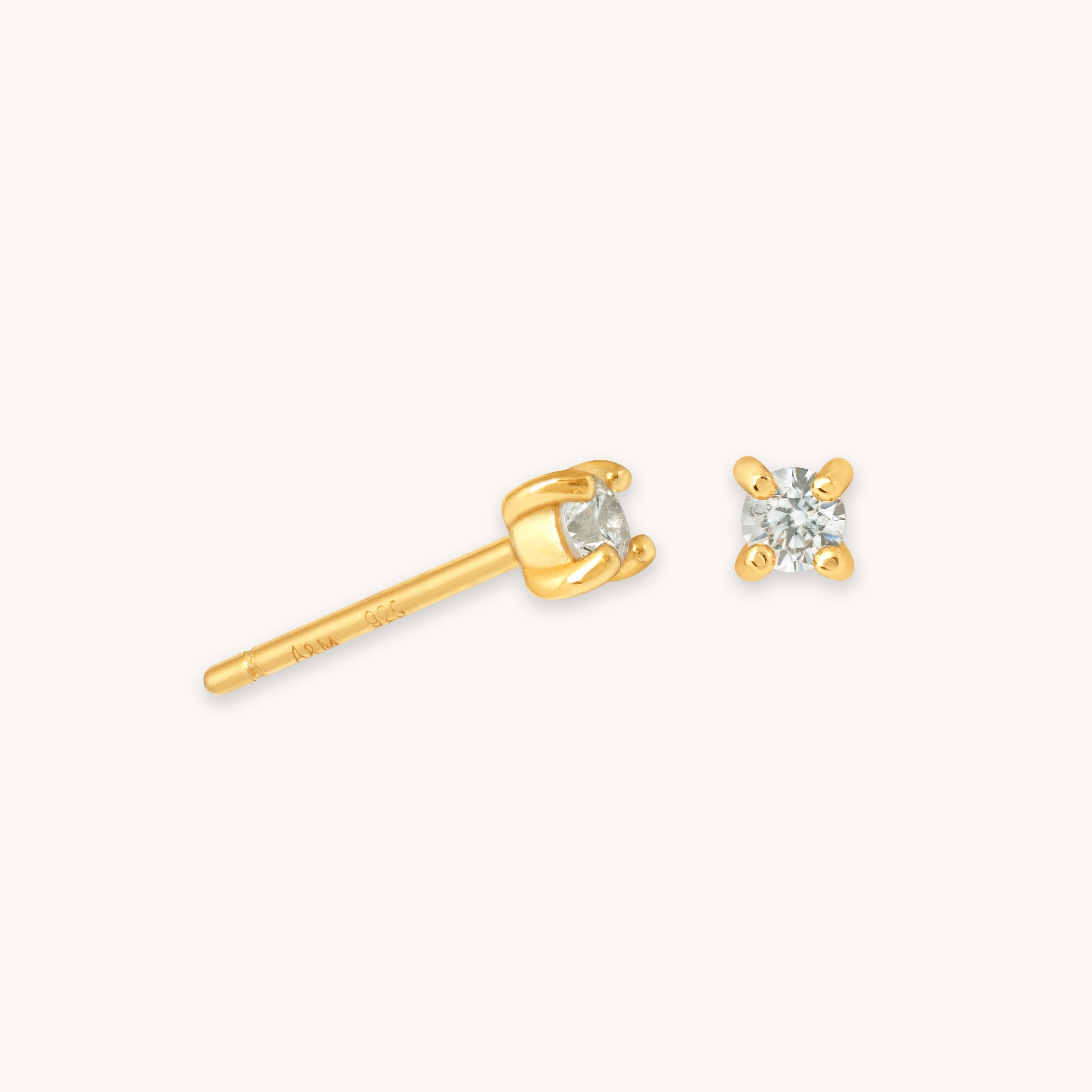 March Birthstone Stud Earrings in Gold with Aquamarine CZ