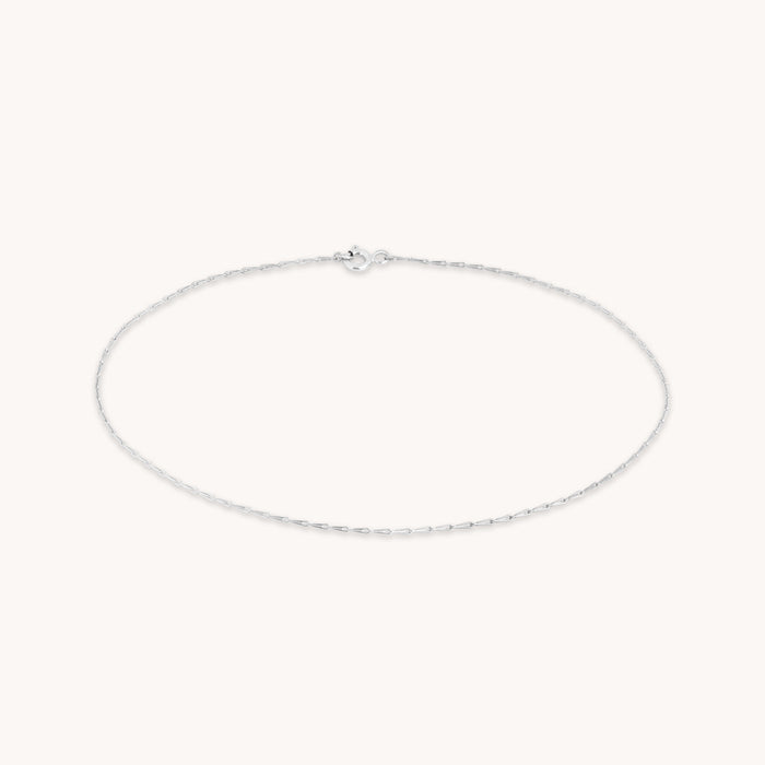 Marylebone Chain Anklet in Solid White Gold