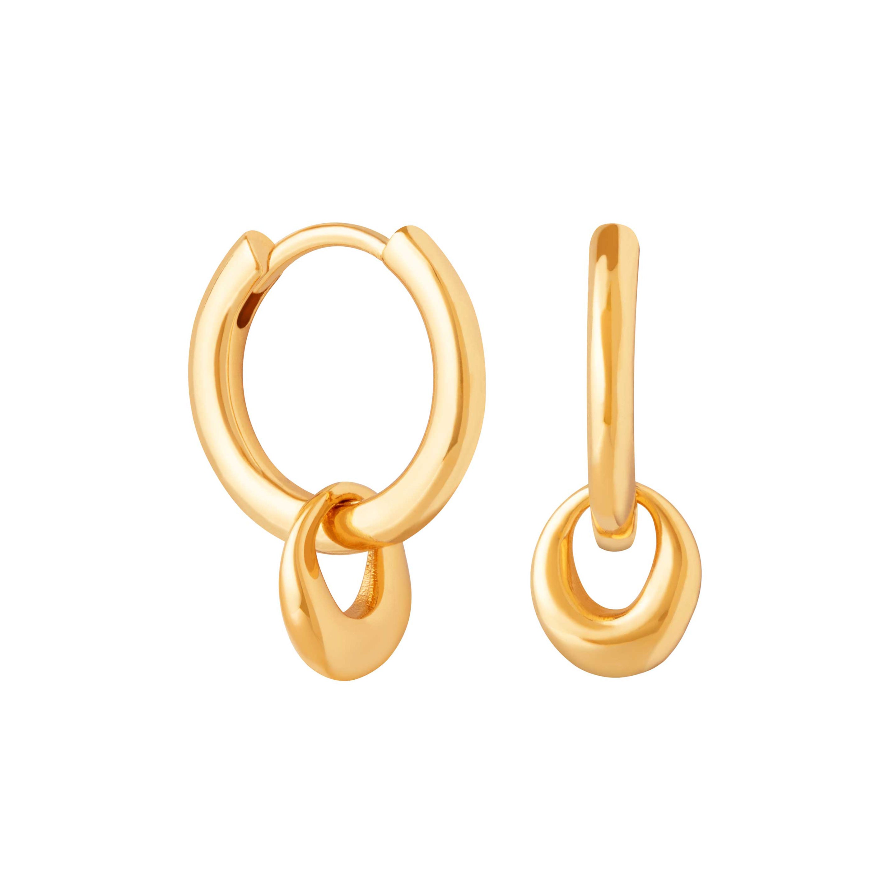 Molten Charm Hoops in Gold