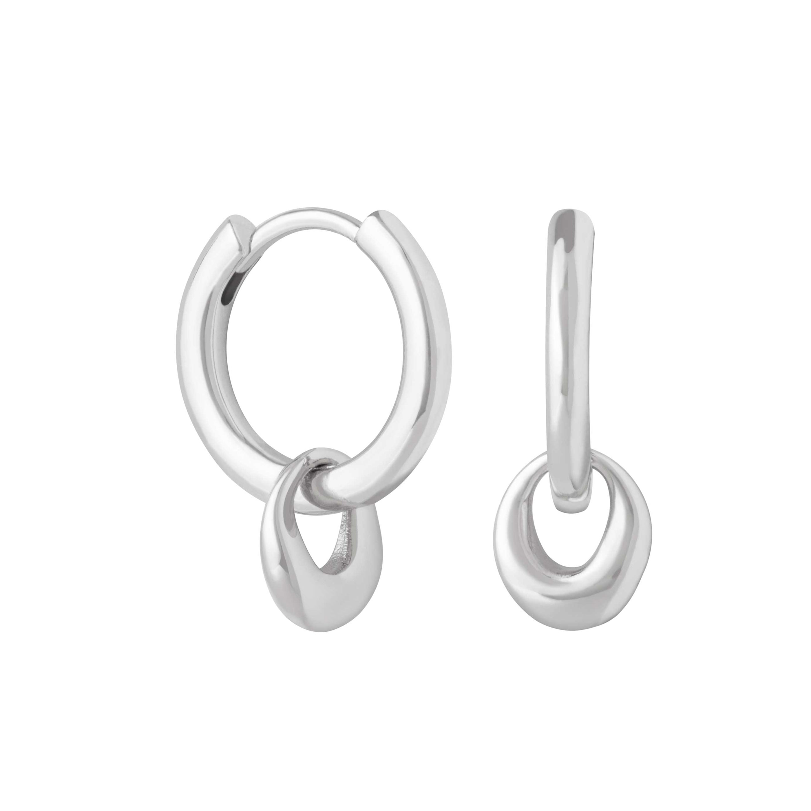 Molten Charm Hoops in Silver