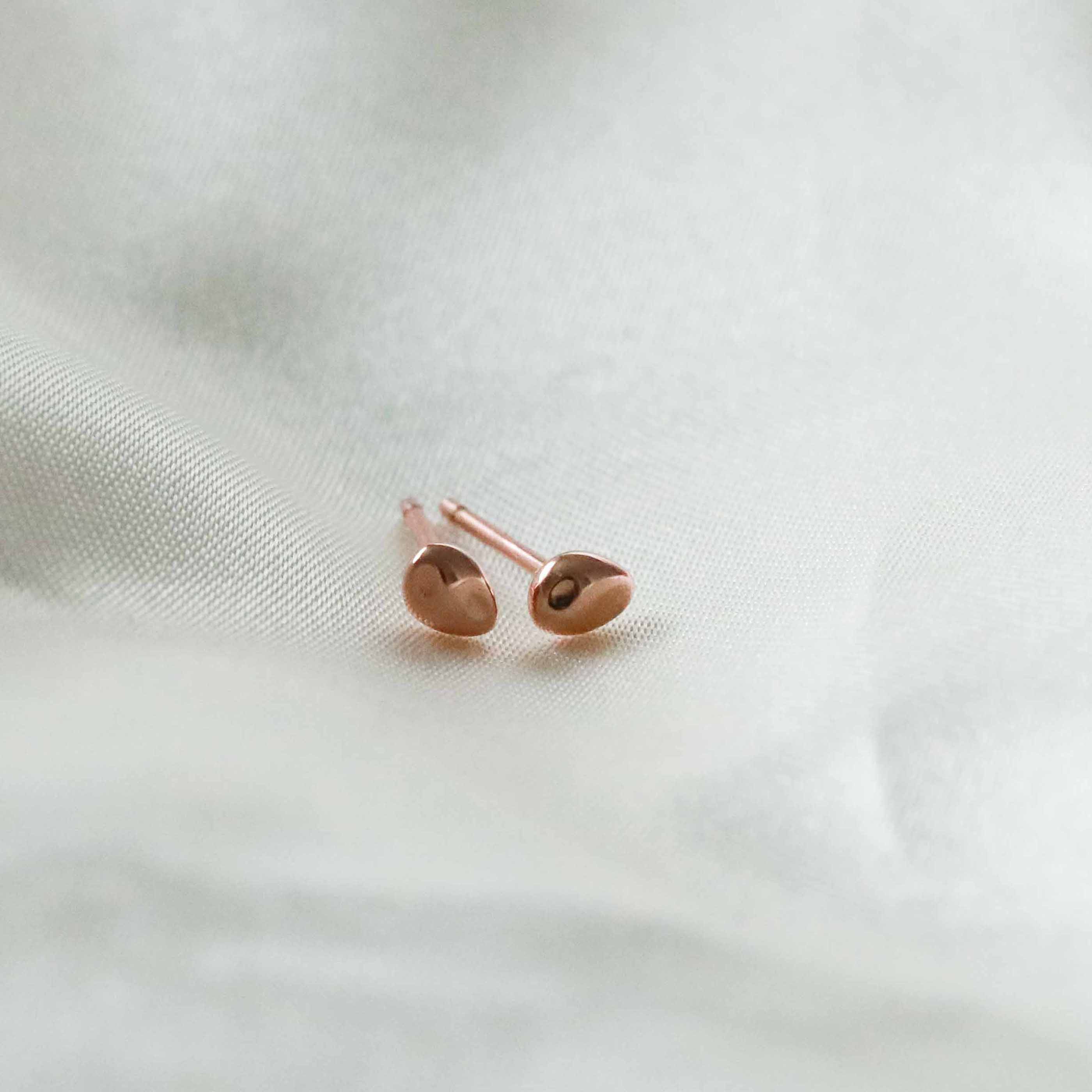 Tiny Rose gold cube studs, 9carat rose top gold Studs