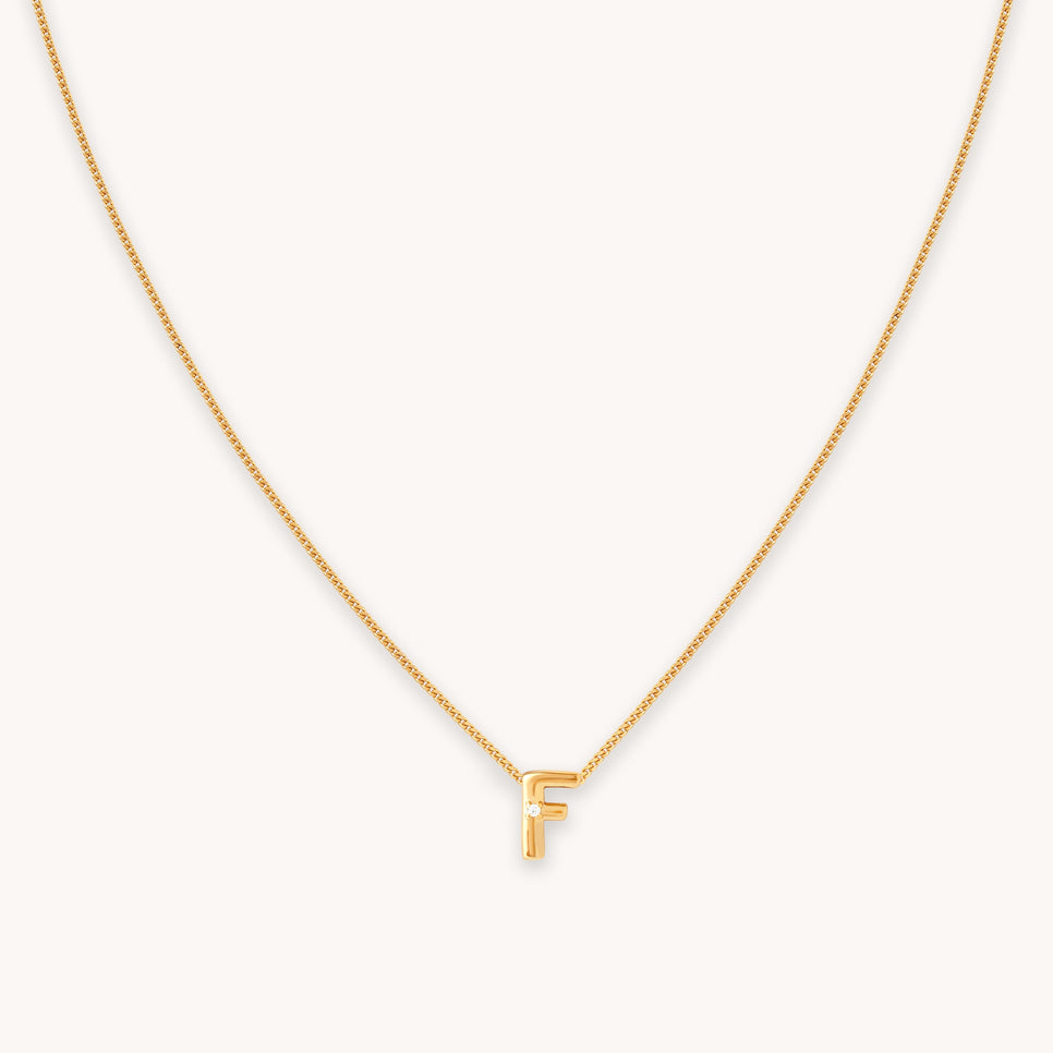 F Initial Pendant Necklace in Gold