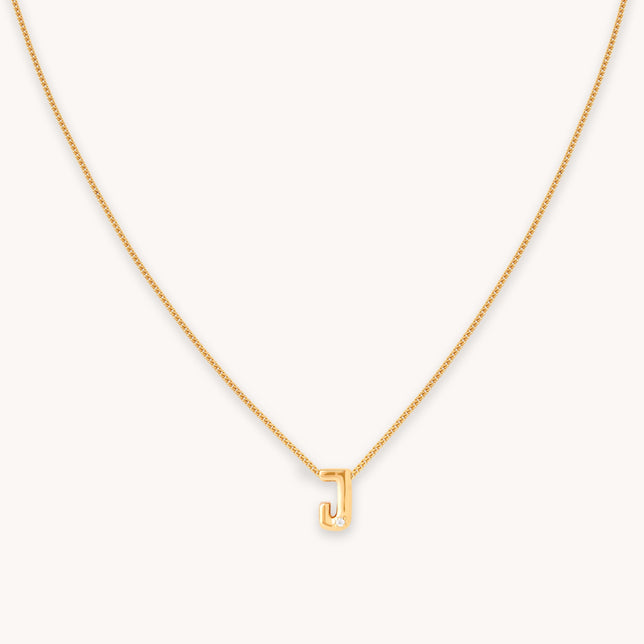 J Initial Pendant Necklace in Gold