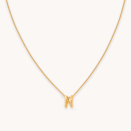 M Gold Initial Pendant Necklace