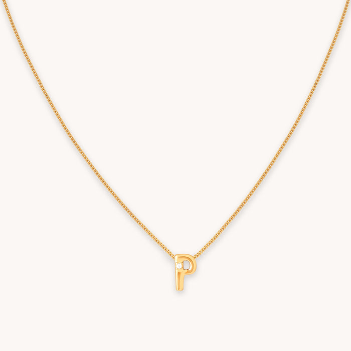 P Initial Pendant Necklace in Gold