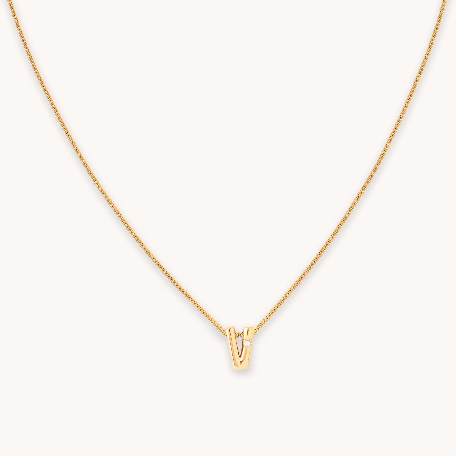 V Initial Pendant Necklace in Gold