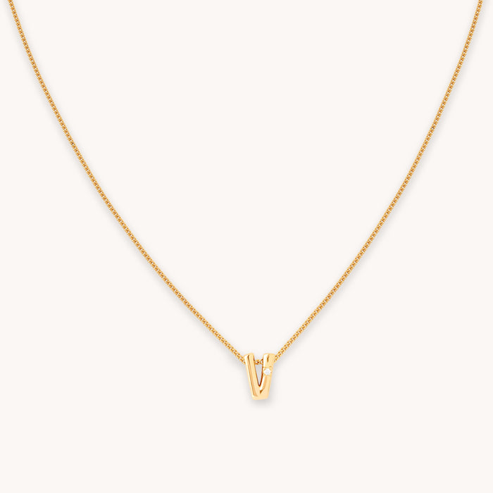 V Initial Pendant Necklace in Gold