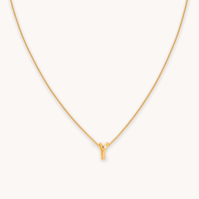 Y Initial Pendant Necklace in Gold