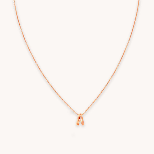 A Initial Pendant Necklace in Rose Gold