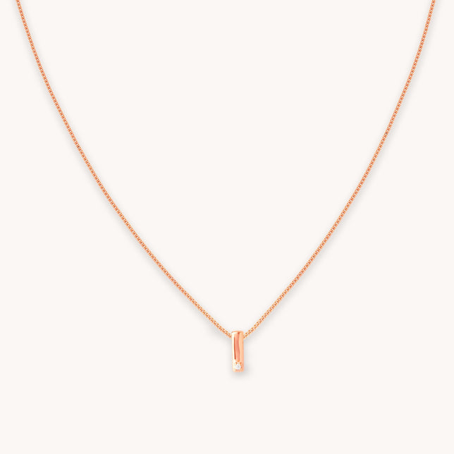 I Initial Pendant Necklace in Rose Gold