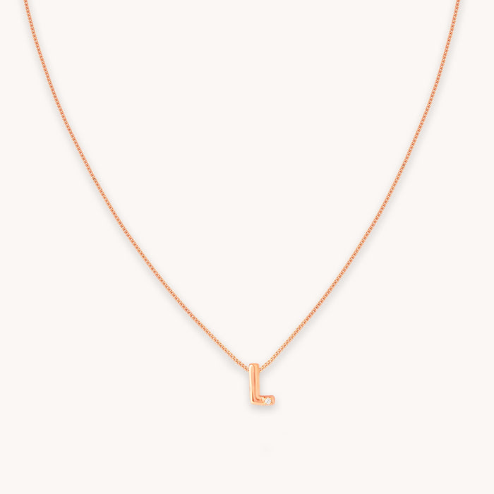 L Initial Pendant Necklace in Rose Gold