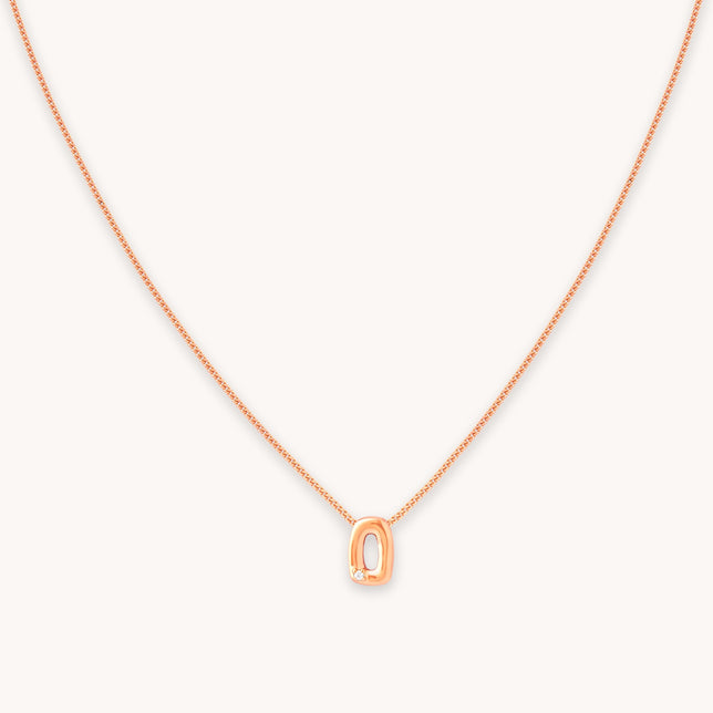 O Initial Pendant Necklace in Rose Gold