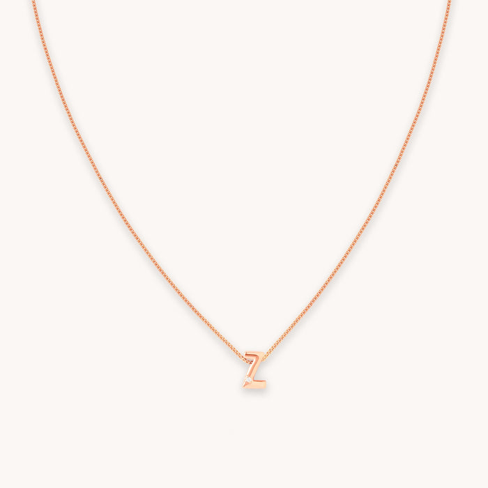 Z Initial Pendant Necklace in Rose Gold