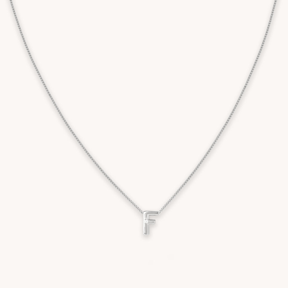 F Initial Pendant Necklace in Silver