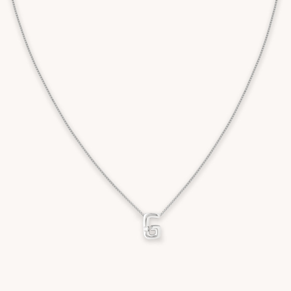 G Initial Pendant Necklace in Silver