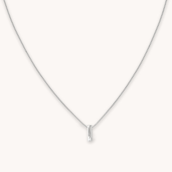 I Initial Pendant Necklace in Silver