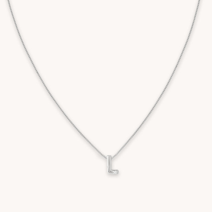L Initial Pendant Necklace in Silver