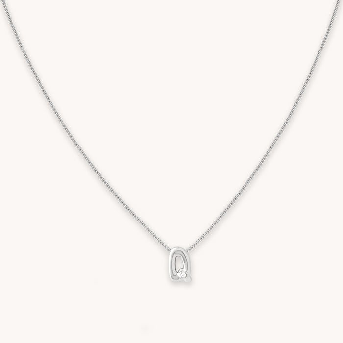 Q Initial Pendant Necklace in Silver