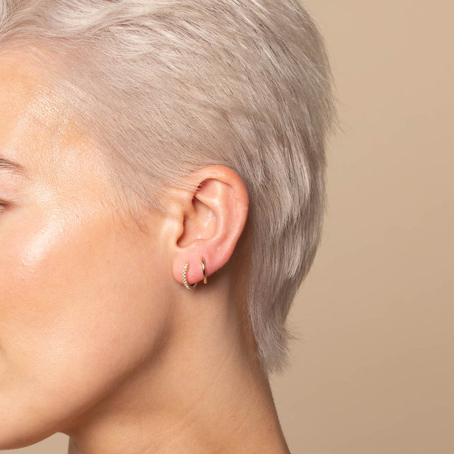 Gem Piercing Hoop in Solid Gold