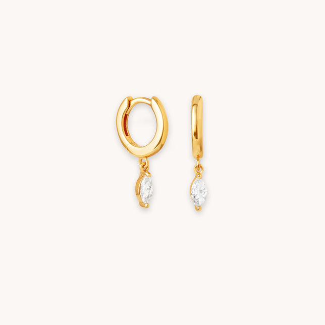 Navette Charm Huggies in Gold