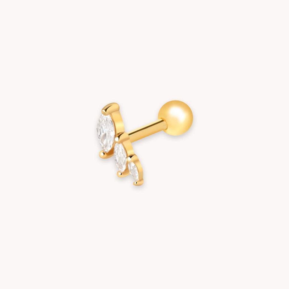 Navette Wave Barbell in Gold