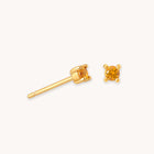 November Birthstone Stud Earrings in Gold with Citrine CZ