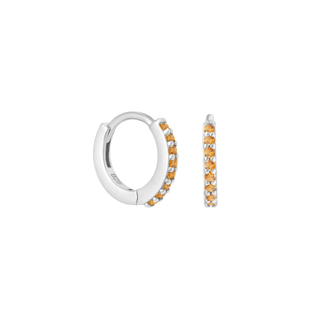 November Birthstone Huggies in Silver with Citrine CZ