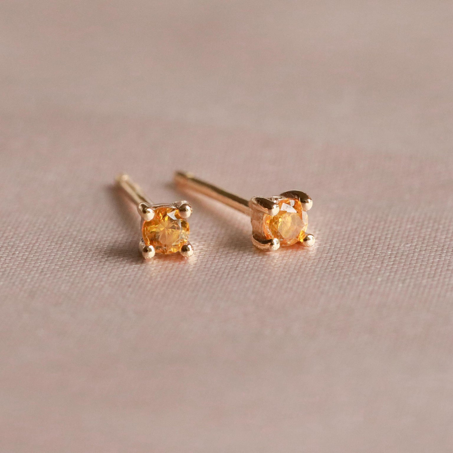 November Birthstone Stud Earrings in Gold with Citrine CZ