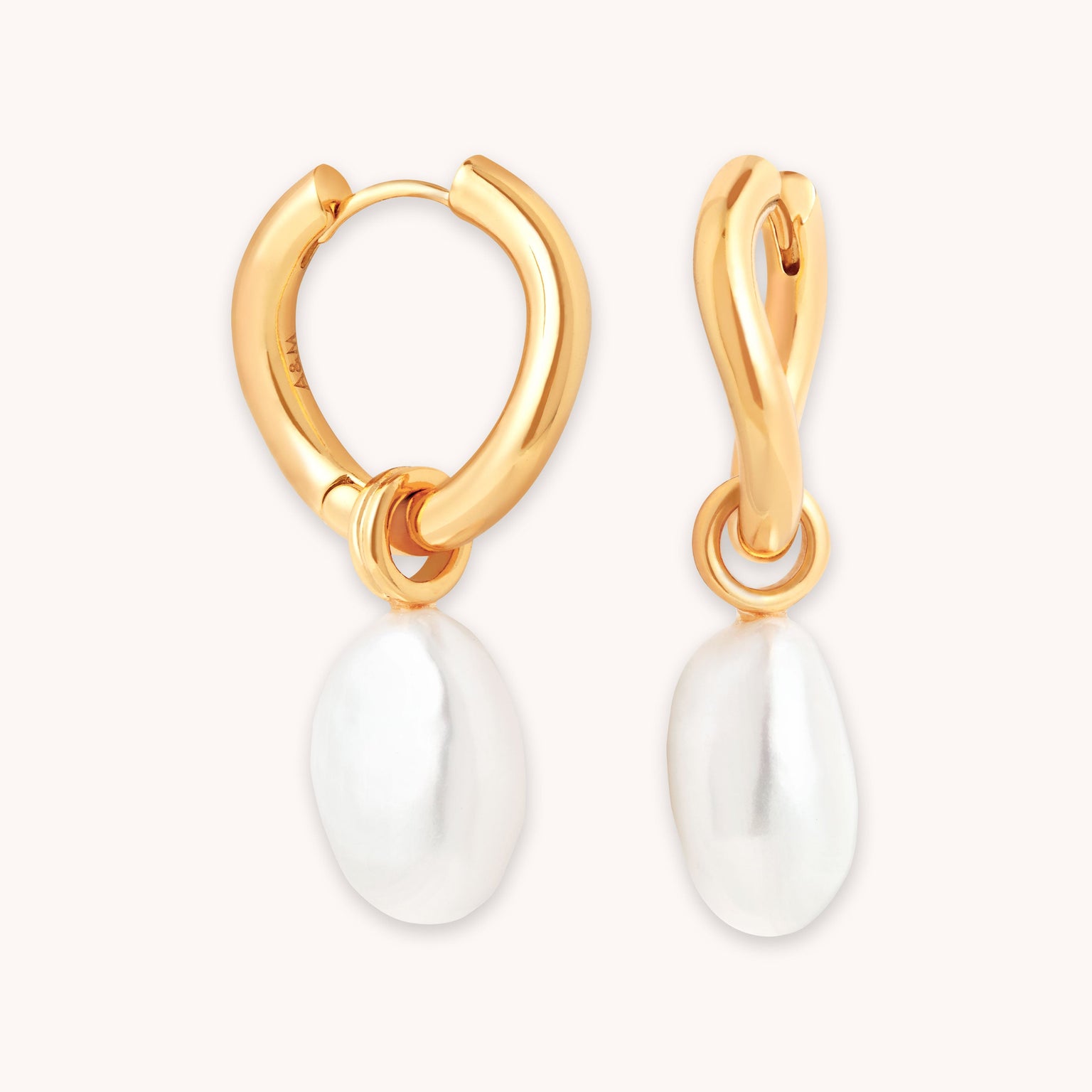 AM22-ENER-HOOP-P-G  1489 × 1489px  Pearl Charm Hoops in Gold