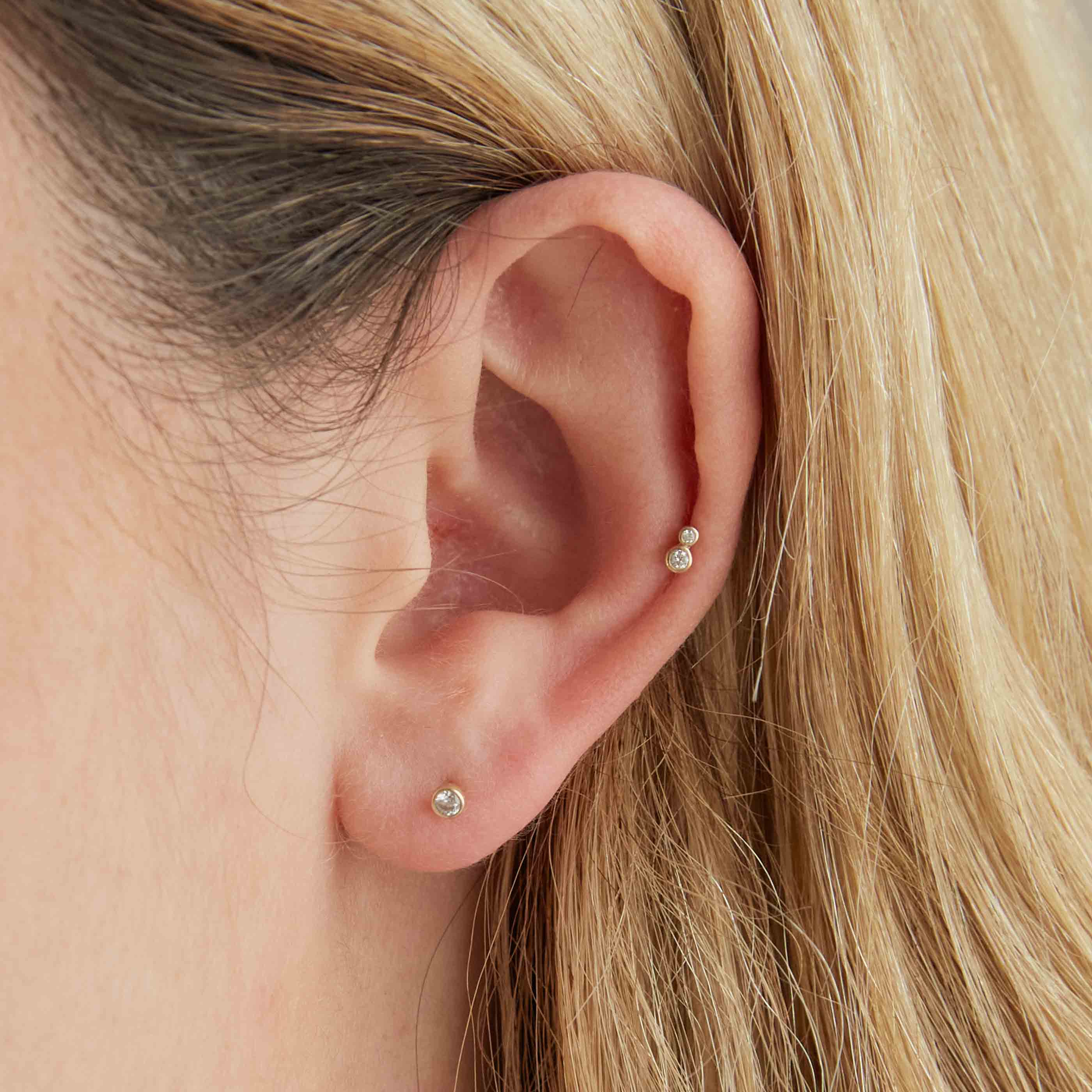 Double ear fashion piercing studs