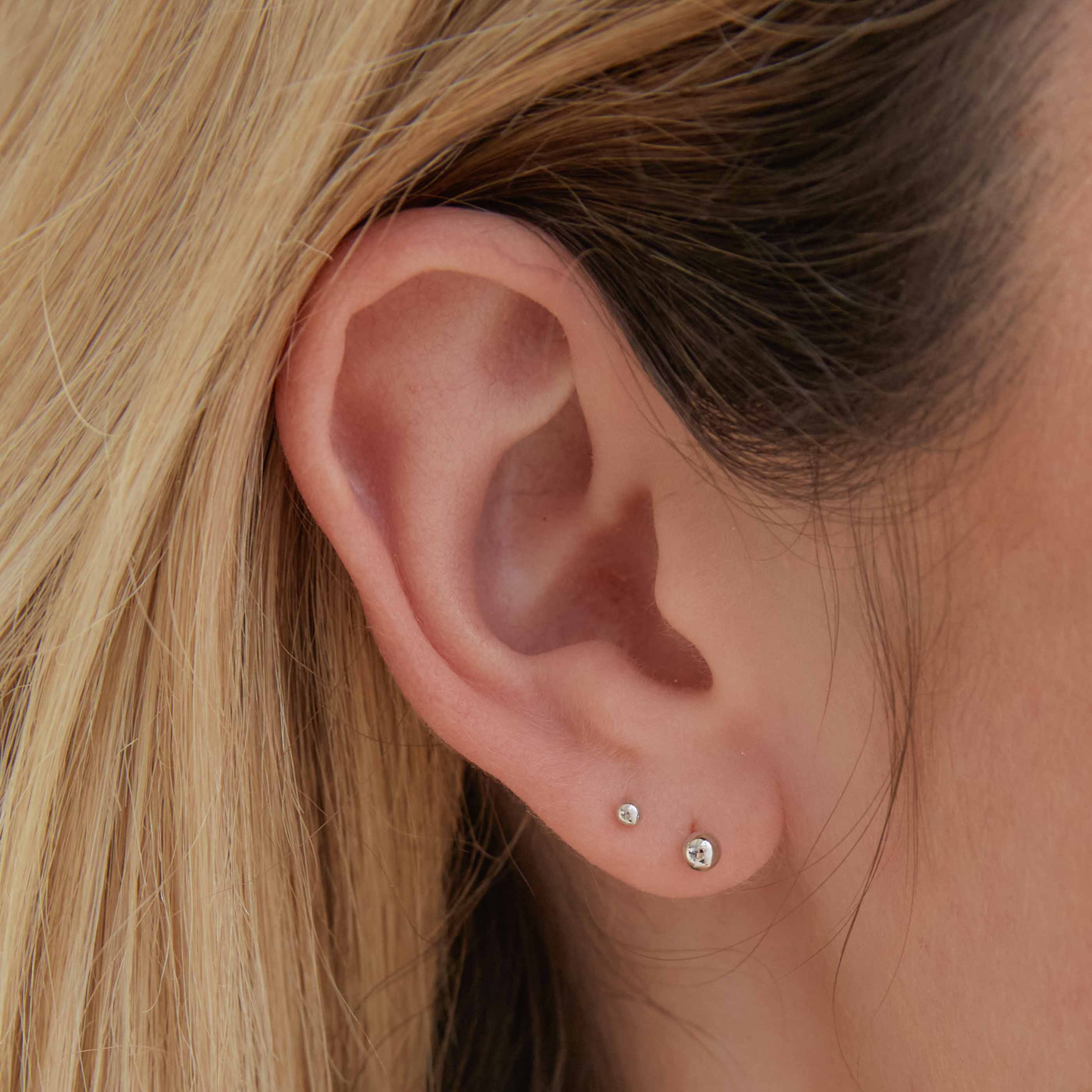 Solid White Gold Large Ball Piercing Stud