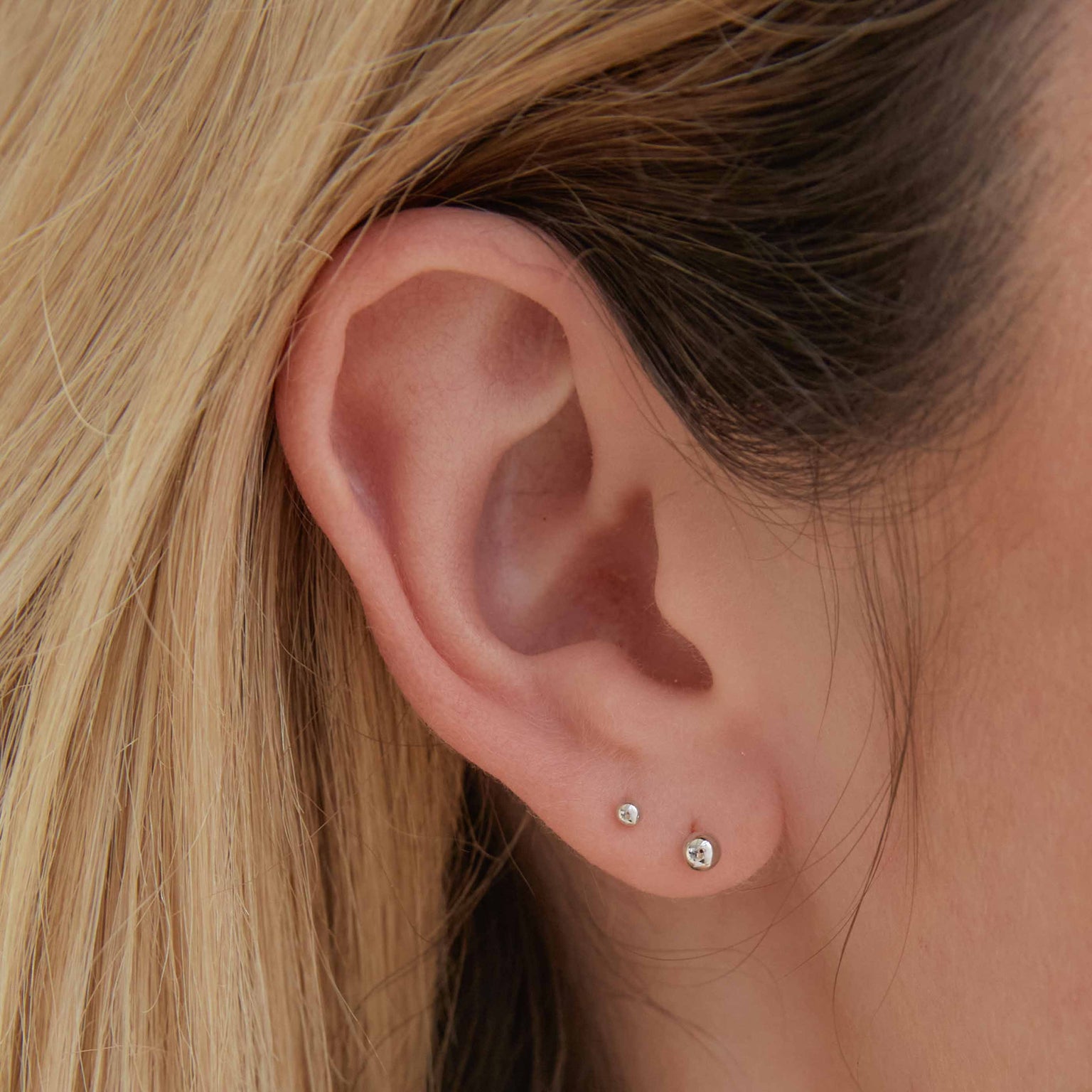 Solid White Gold Small Ball Piercing Stud