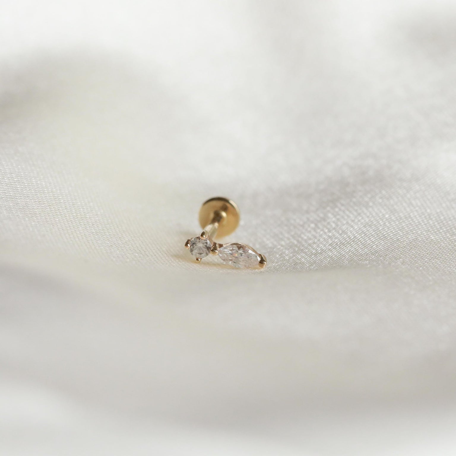 Solid Gold Teardrop Piercing Stud