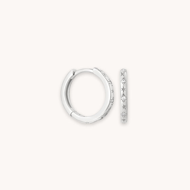 Prism Crystal Hoops in Silver