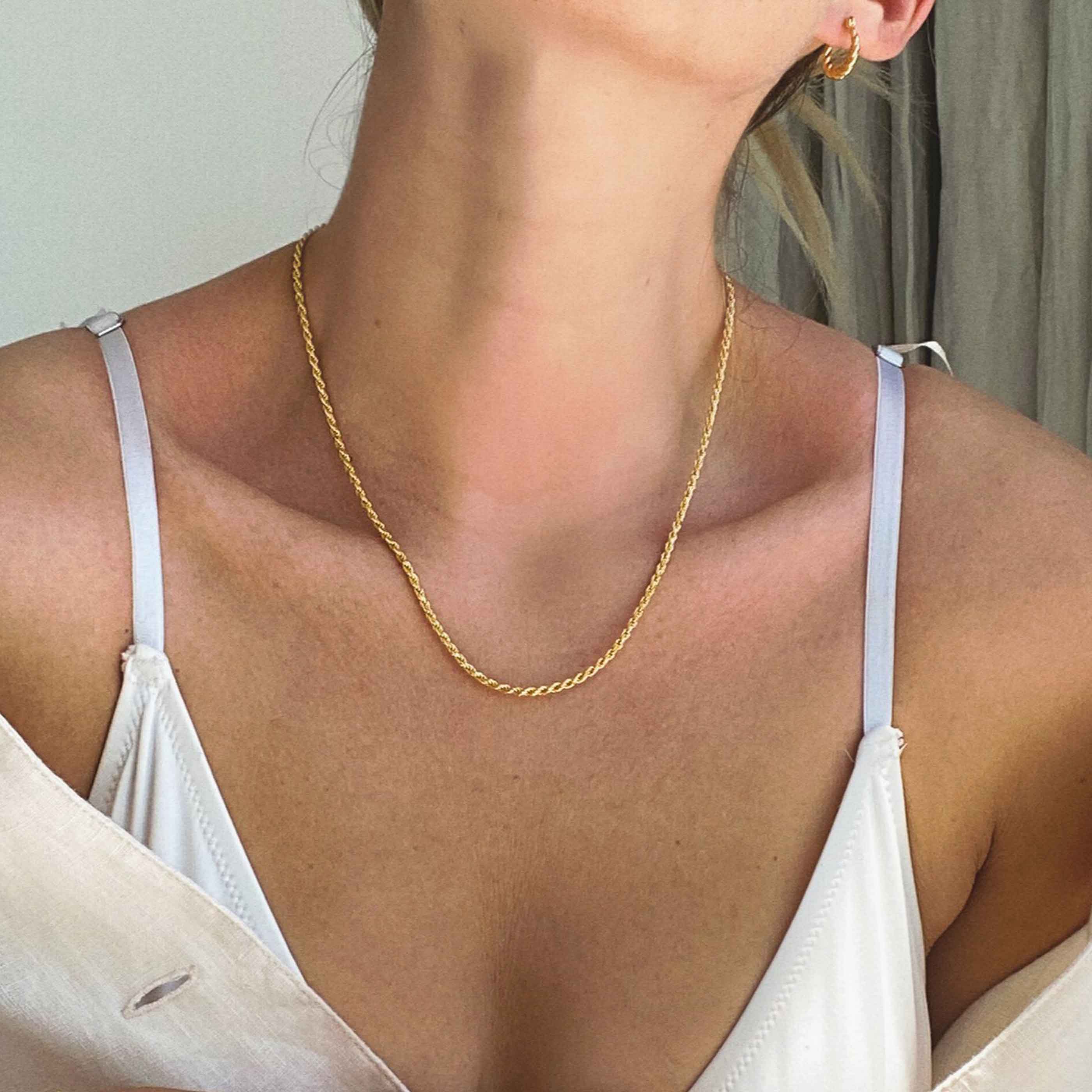 Rope Chain Necklace in Gold worn image