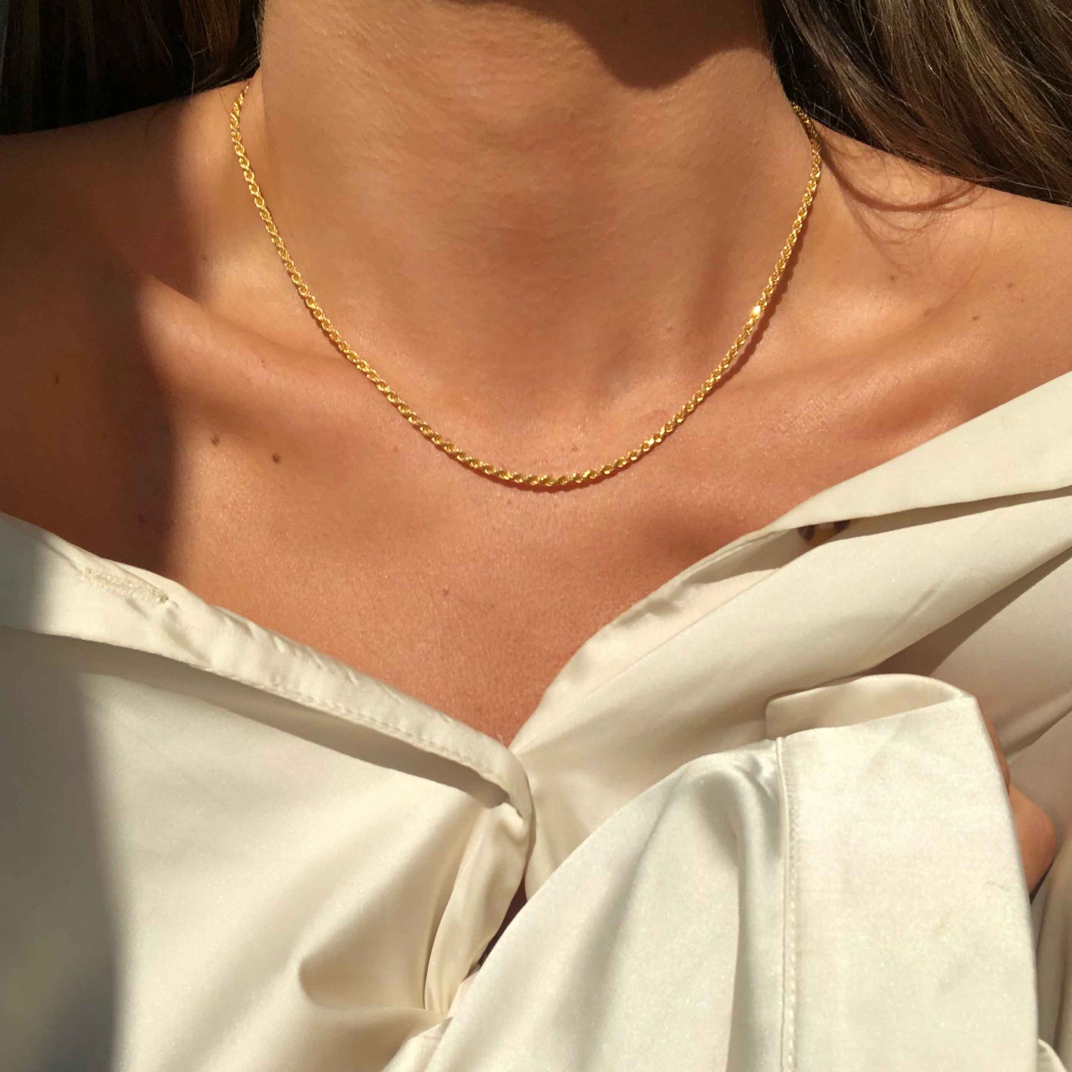 Rope Chain Necklace in Gold worn image