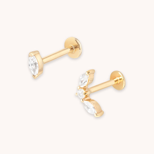 Marquise Piercing Stacking Set in Solid Gold cut out