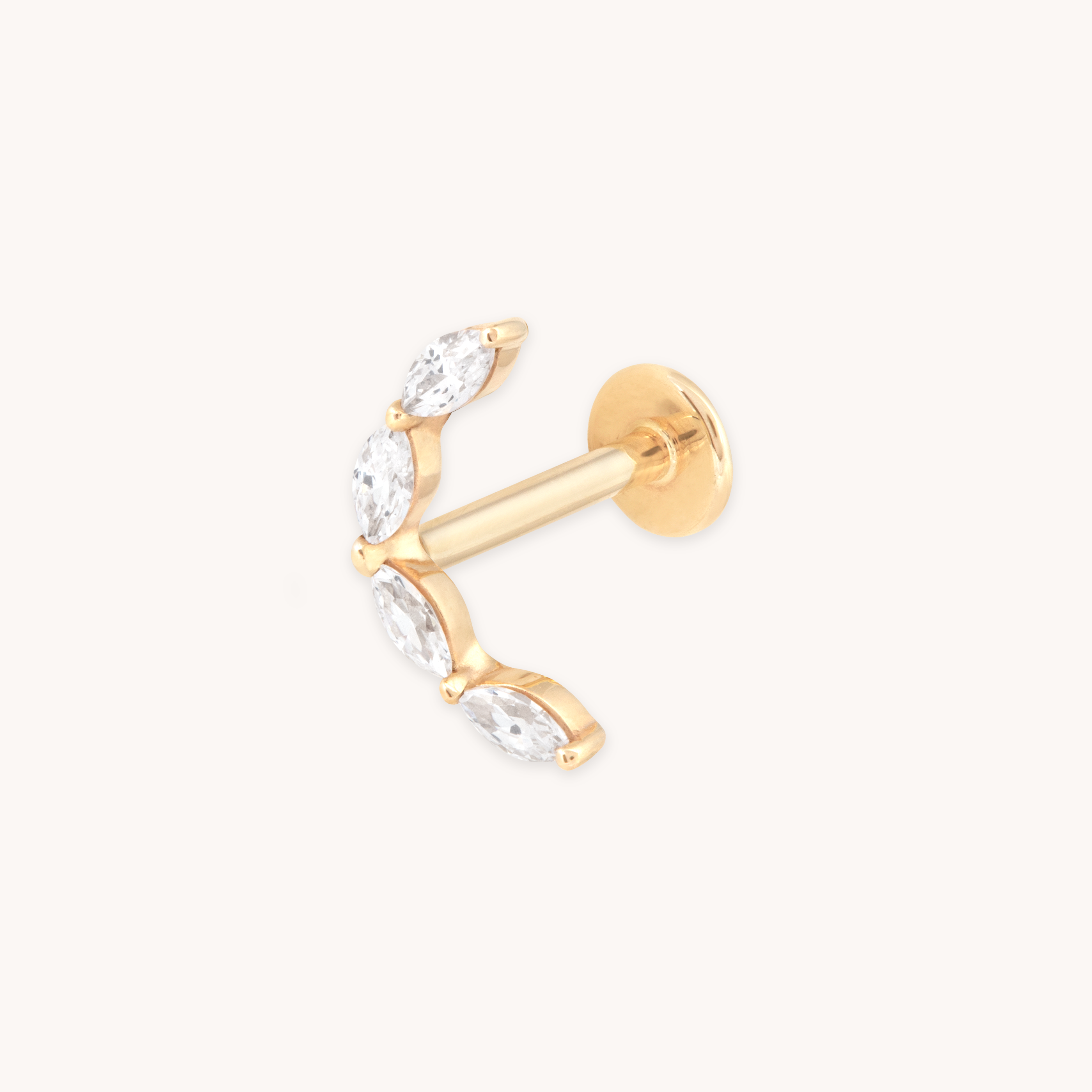 Solid Gold Crystal Curved Piercing Stud | Astrid & Miyu Earrings