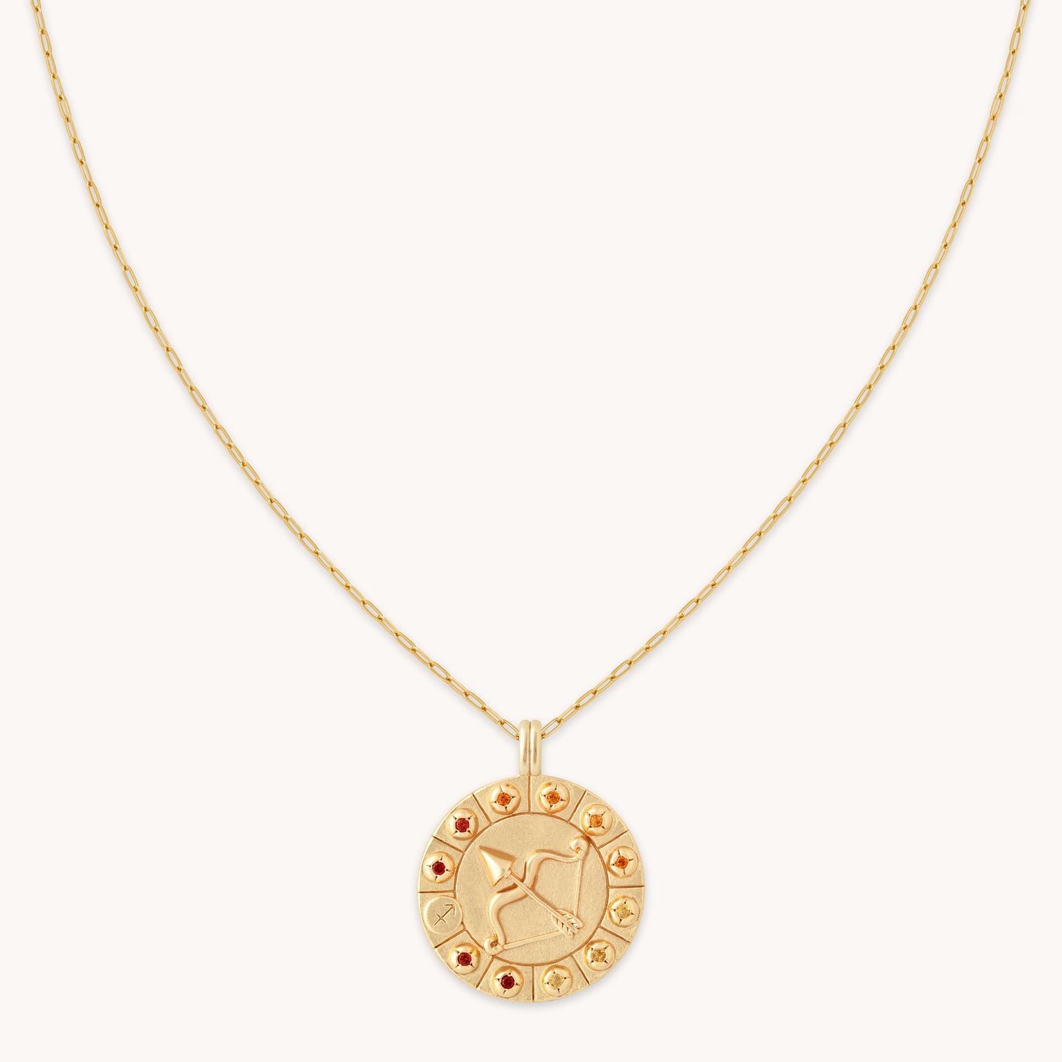 Sagittarius Bold Zodiac Pendant Necklace in Gold