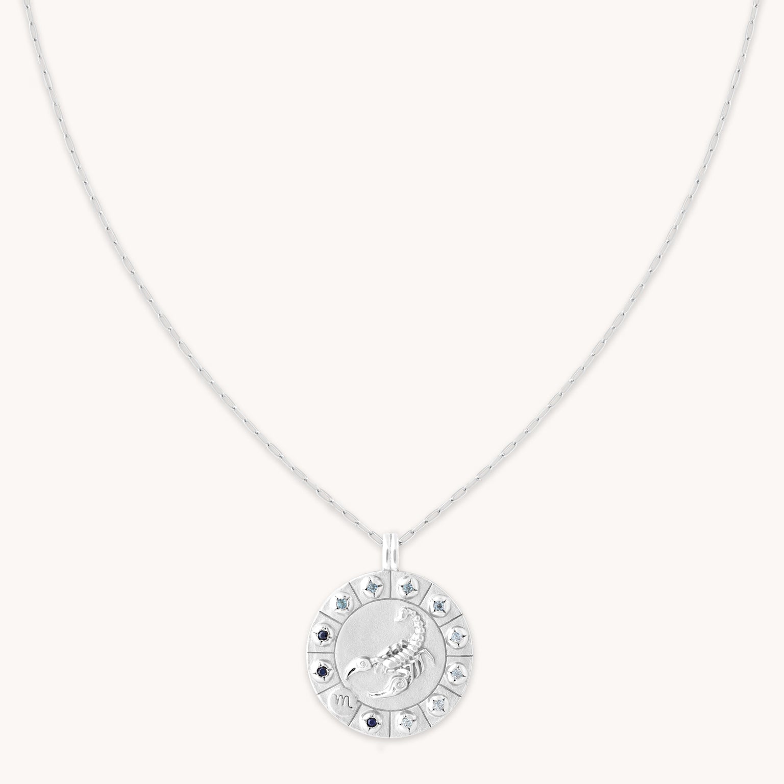 Scorpio Bold Zodiac Pendant Necklace in Silver