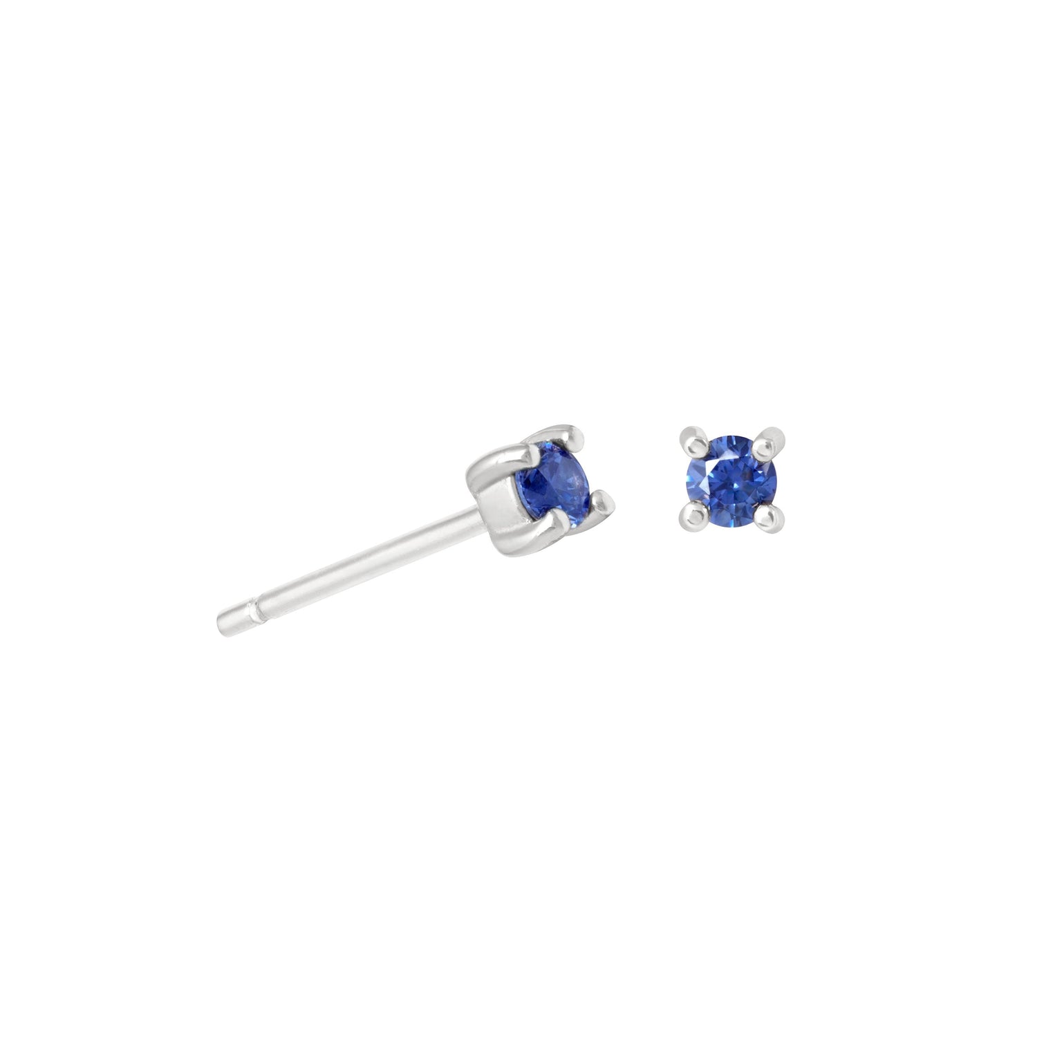 September Birthstone Stud Earrings in Silver with Sapphire CZ